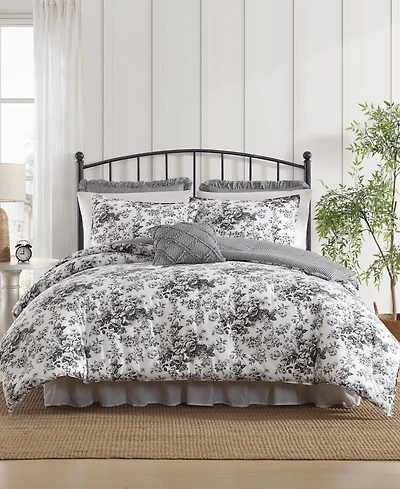 Laura Ashley Toile Delight Cotton 7-Pc. Comforter Bonus Set