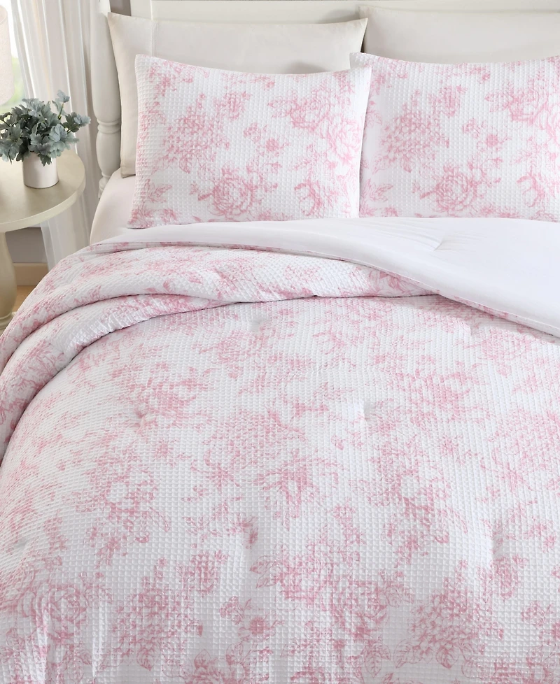 Laura Ashley Delphine Poly Waffle 3-Pc. Comforter Set