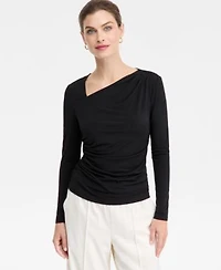 I.N.C. International Concepts Womens Asymmetrical Neck Long Sleeve Top P Xs 3x Macys Exclusive