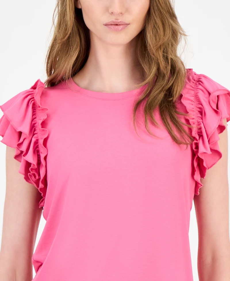 Tommy Hilfiger Women's Ruffled Cap-Sleeve Knit Top