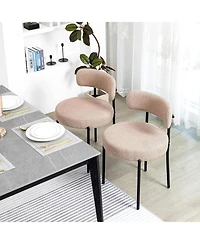 Dyhome Boucle Dining Chairs Set of 4, Upholstered Kitchen Room Chairs, Side with Thick Cushions and Metal Legs