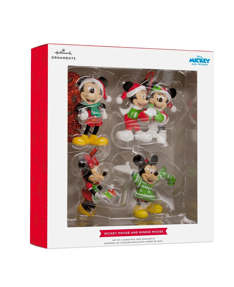 Hallmark Disney Mickey and Minnie Christmas Ornaments, Set of 4