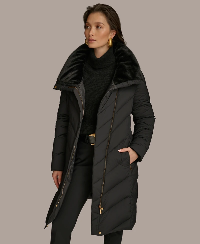 Donna Karan New York Women's Stretch Zip Closure Coat