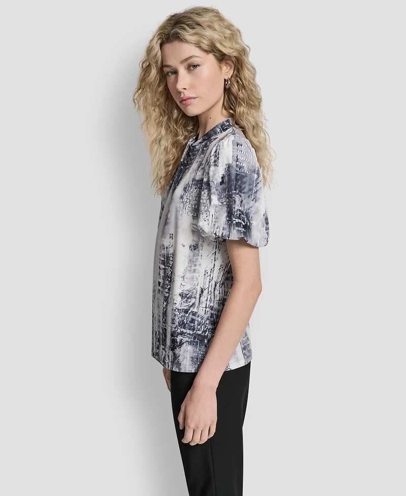 Dkny Women's Bell Sleeve Printed Top