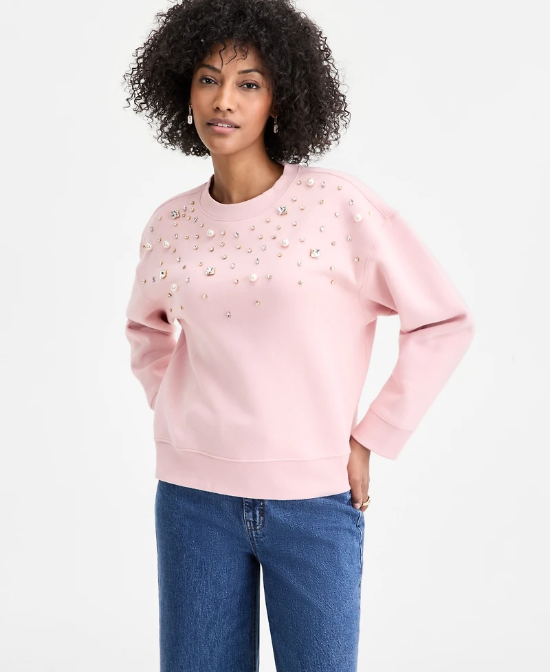 On 34th Women's Embellished Crewneck Sweatshirt, Macy's Exclusive