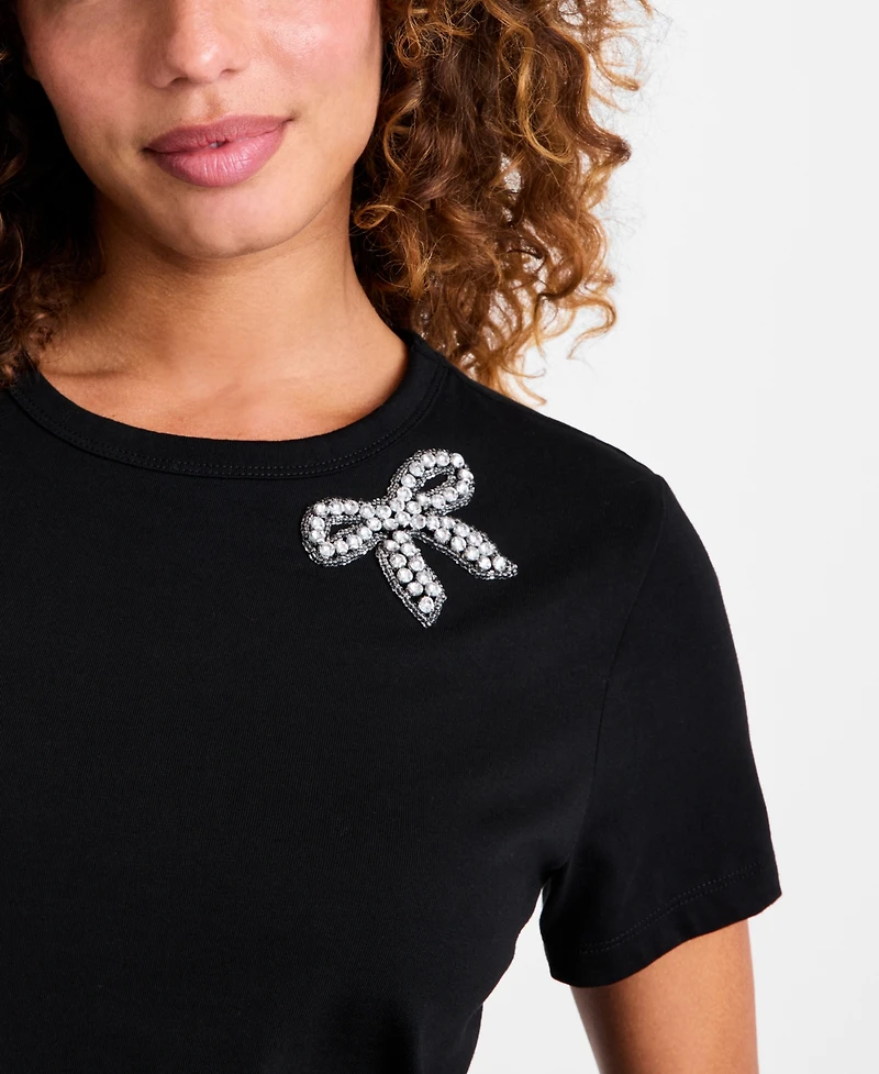 On 34th Women's Knit Rhinestone Bow T-Shirt, Macy's Exclusive