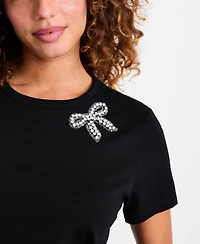 On 34th Women's Knit Rhinestone Bow T-Shirt, Macy's Exclusive