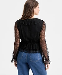 On 34th Women's V-Neck Ruffle Lace Top, Macy's Exclusive