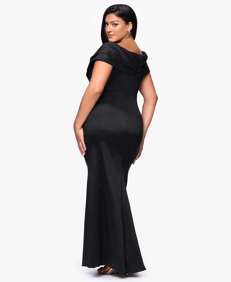 Betsy & Adam Plus Off-The-Shoulder Dress