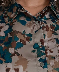 Calvin Klein Plus Printed Charmeuse Long-Sleeve Blouse