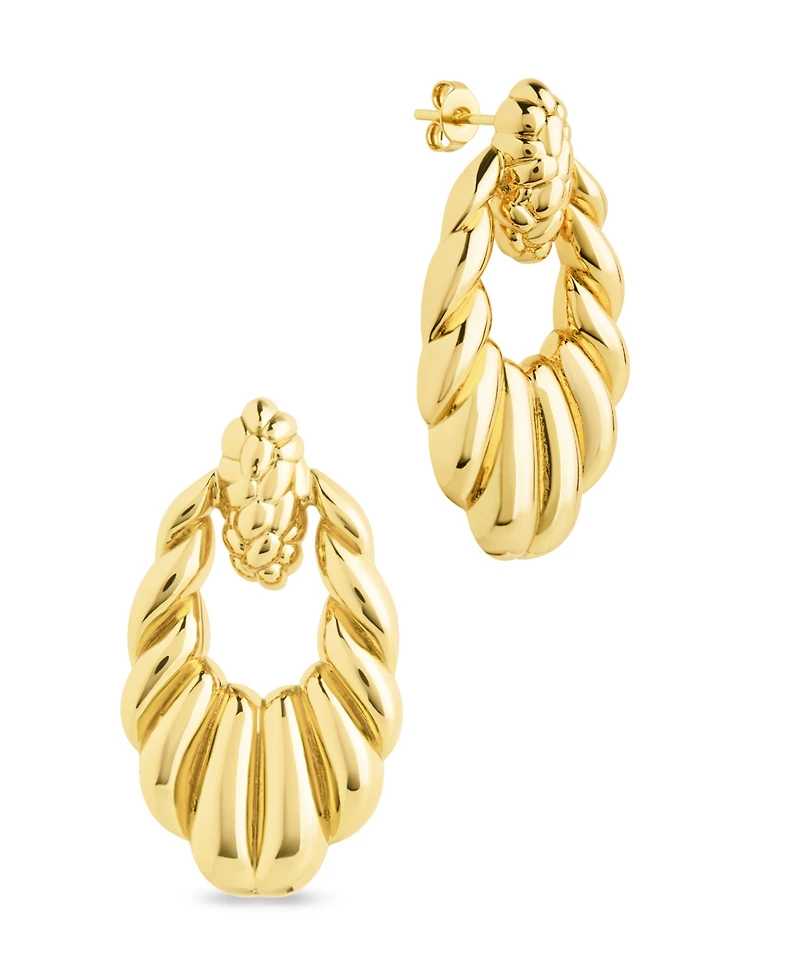 Sterling Forever Enid Textured Door Knocker Stud Earrings