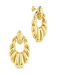 Sterling Forever Enid Textured Door Knocker Stud Earrings
