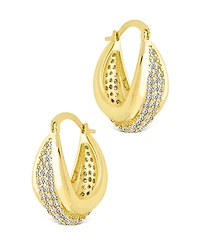 Sterling Forever Philina Cubic Zirconia Hoop Earrings