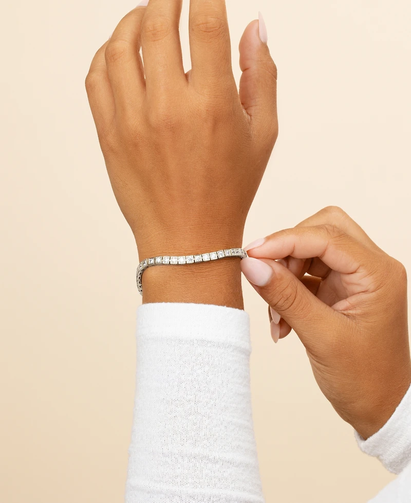 Sterling Forever Christina Square Cubic Zirconia Tennis Bracelet