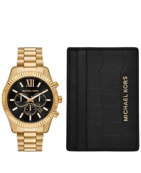 Michael Kors Men's Lexington Chronograph Gold-Tone Stainless Steel Watch Set, 44mm