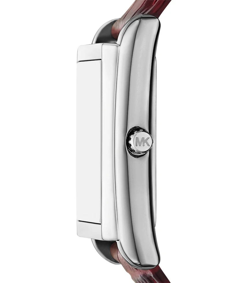 Michael Kors Women's Essex Three-Hand Red Leather Watch, 26x36mm