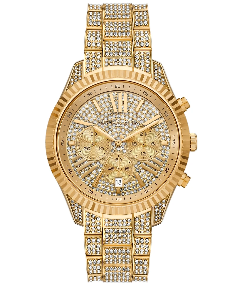 Michael Kors Women's Lexington Chronograph Gold-Tone Stainless Steel Watch, 42mm