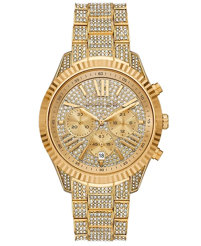Michael Kors Women's Lexington Chronograph Gold-Tone Stainless Steel Watch, 42mm