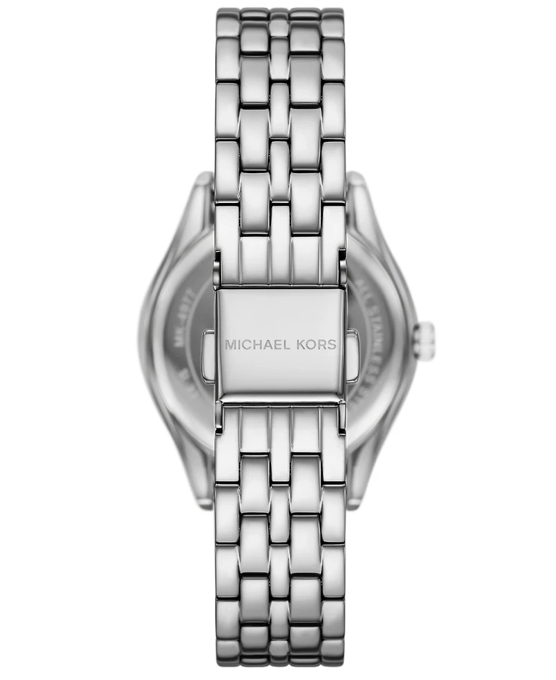 Michael Kors Women's Harlowe Three-Hand Silver-Tone Stainless Steel Watch Set, 33mm