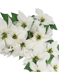 Puleo 12" Pre-Lit Artificial Poinsettia Garland
