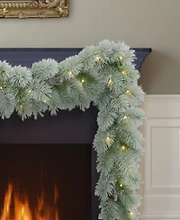 Puleo 9' x 10" Pre-Lit Flocked Garland