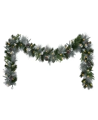 Puleo 10" Pre-Lit Battery-Operated Flocked Garland