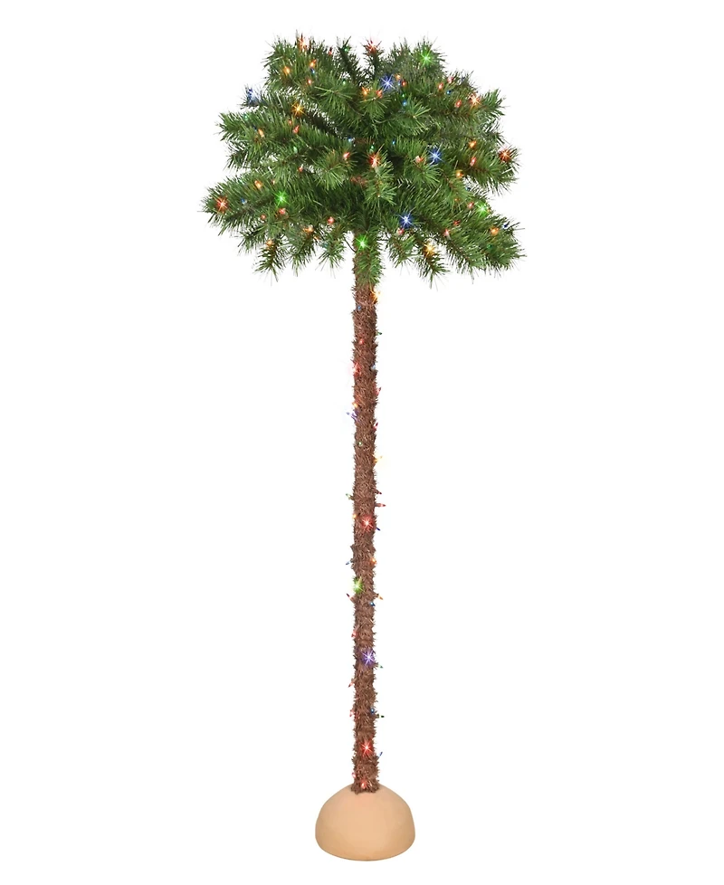 Puleo 4' Pre-Lit Artificial Palm Tree with Multi-Color Lights