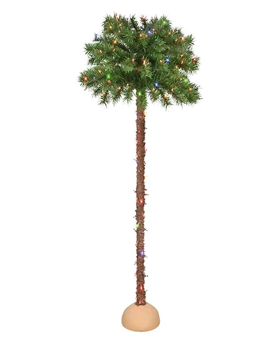 Puleo 4' Pre-Lit Artificial Palm Tree with Multi-Color Lights
