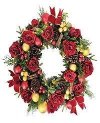 Puleo 26" Pre-Lit Artificial Adorned Christmas Wreath
