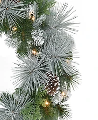 Puleo 24" Pre-Lit Artificial Flocked Wreath