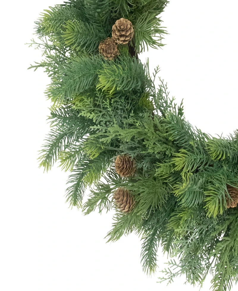 Puleo 24" Artificial Christmas Wreath with Pinecones