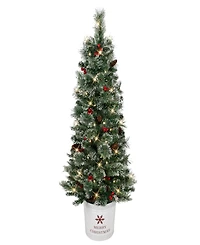 Puleo 4.5' Pre-Lit Potted Pine Artificial Christmas Tree