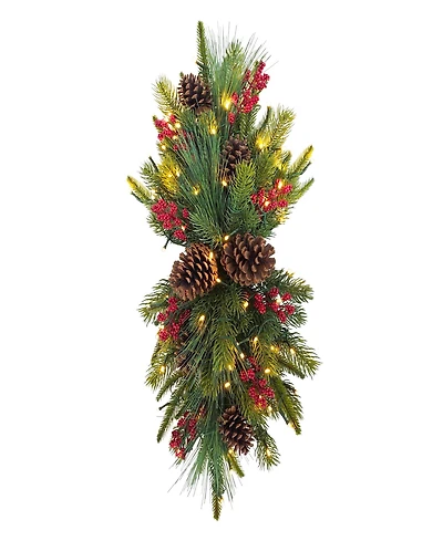 Puleo 28" Pre-Lit Artificial Adorned Banister Swag