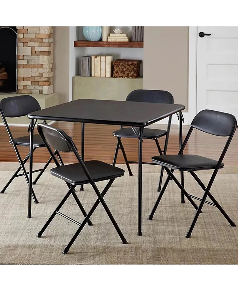 Sugift 5-Piece Folding Dining Set with Table and 4 Vinyl Padded Chairs