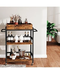 Sugift 3-Tier Kitchen Cart Rolling Bar Cart Microwave Stand