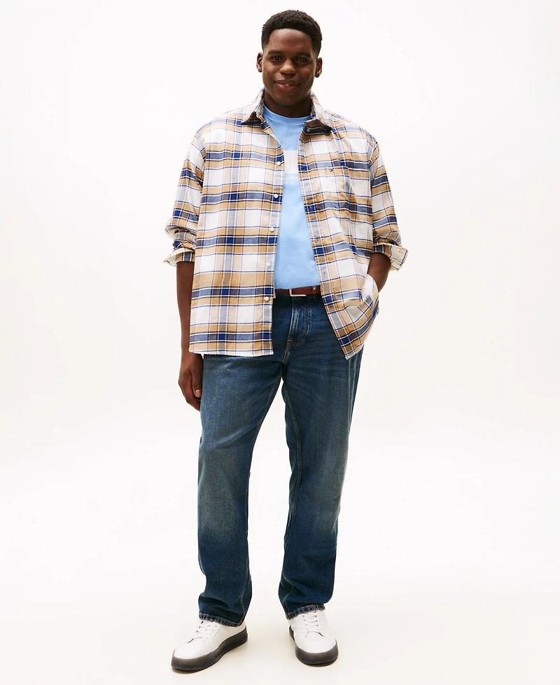 Tommy Hilfiger Men's Big and Tall Tartan Check Regular Fit Shirt