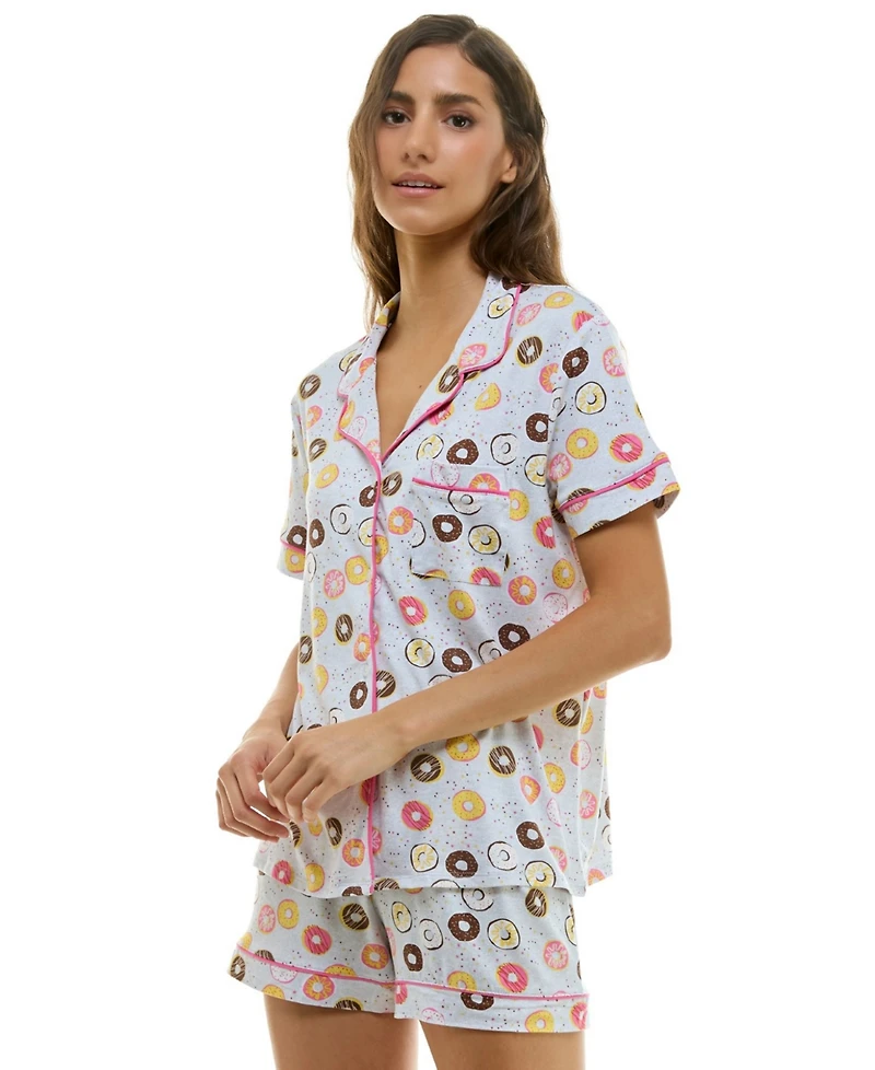 Derek Heart Women's Printed Top and Shorts Set