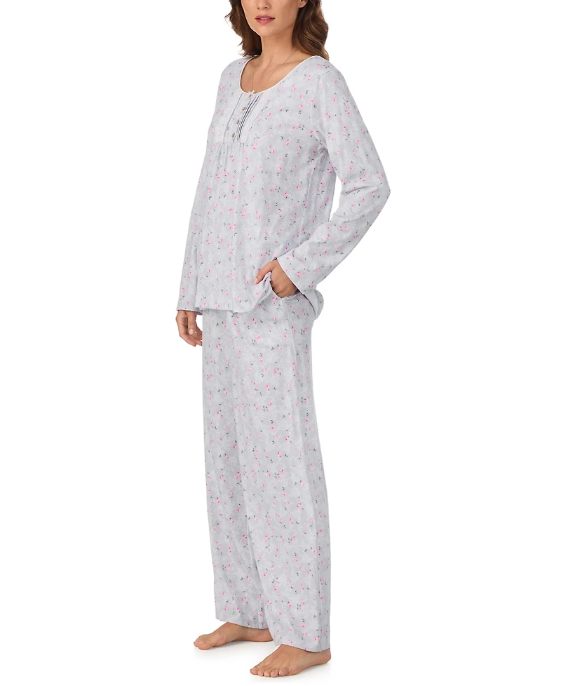 Eileen West Women's Brushed Cotton Jersey Long Sleeve Pajama Set