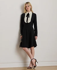 Lauren Ralph Women's Tie Neck Long Sleeve Dress