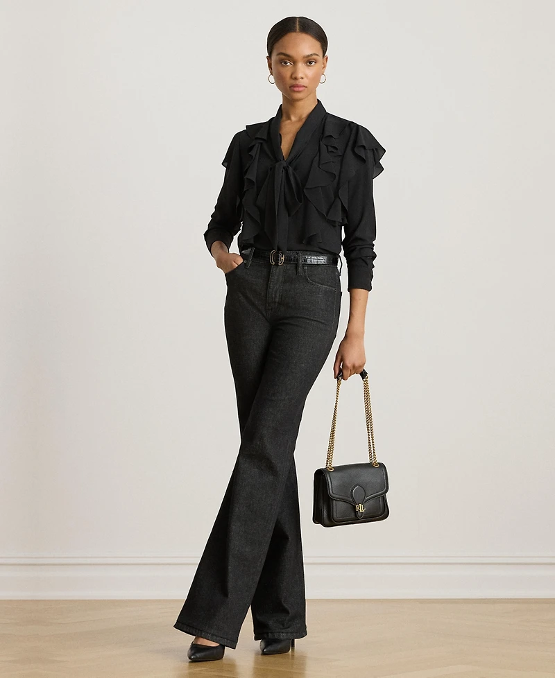 Lauren Ralph Women's Ruffle Detail Tie-Neck Blouse