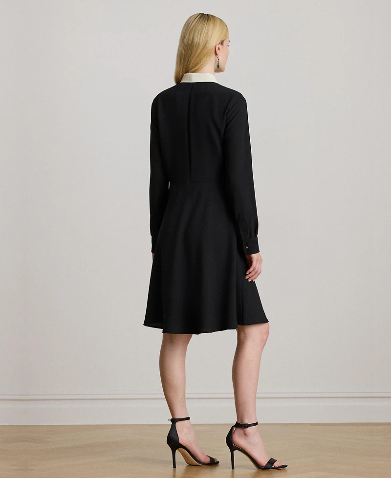 Lauren Ralph Women's Tie Neck Long Sleeve Dress