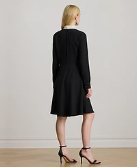 Lauren Ralph Women's Tie Neck Long Sleeve Dress