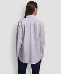 Dkny Jeans Women's Pleat Front Long Sleeve Shirt