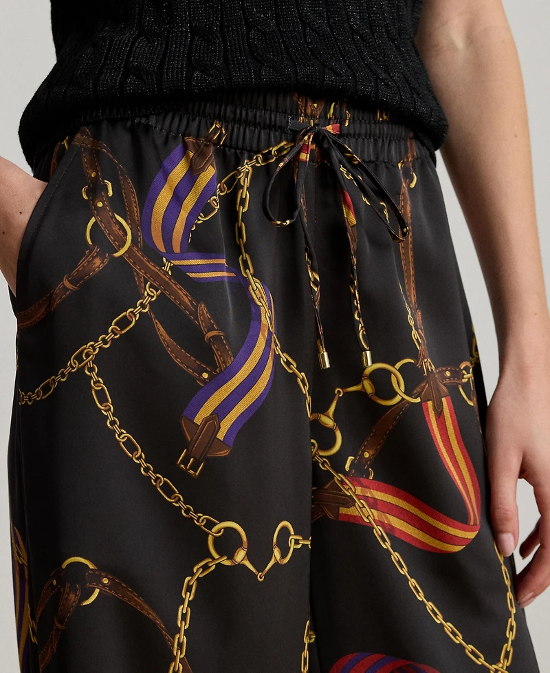 Lauren Ralph Women's Belting Print Wide Leg Pants