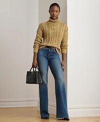 Lauren Ralph Women's Metallic Cable-Knit Turtleneck Sweater