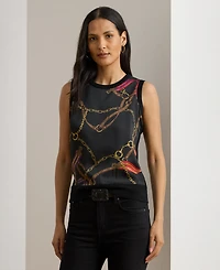 Lauren Ralph Women's Belting-Print Sleeveless Sweater Top