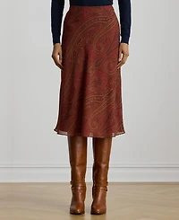 Lauren Ralph Women's Paisley Crinkle Midi Skirt