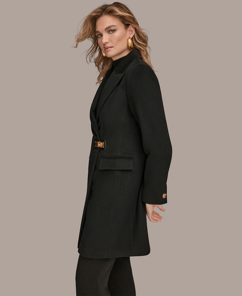 Donna Karan New York Women's Buttoned Notch Collared Coat