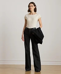 Lauren Ralph Women's Sequin Detail Boat Neck Jersey T-Shirt