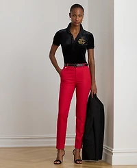 Lauren Ralph Women's Beaded-Logo Stretch Polo Shirt